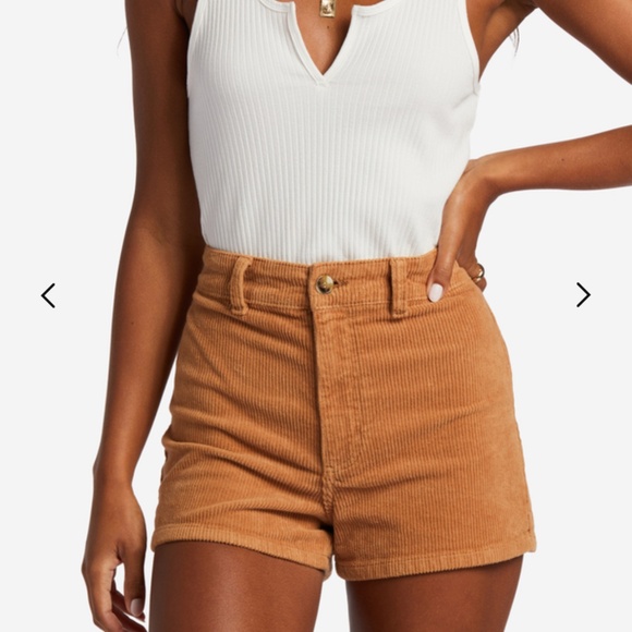 LIKE NEW Billabong Brown High Waisted Corduroy Fall Soft Shorts Size 26 - Picture 5 of 11